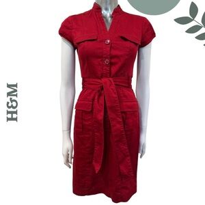 🛍️3/$40 H&M Scarlet Utility Belted Dress – Size Small (Approx.)